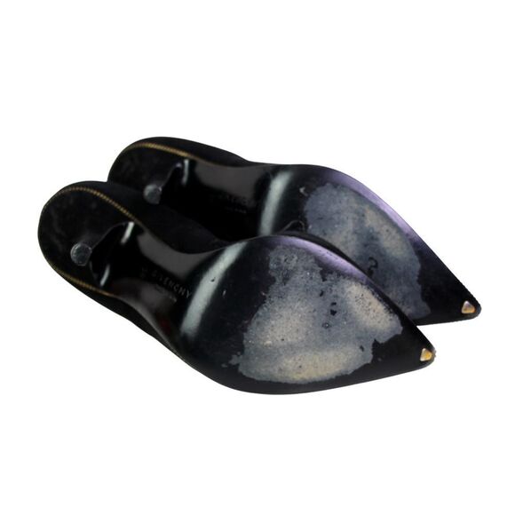 Givenchy BLACK GENUINE LEATHER SUEDE HIGH HEEL POINTED CLASSIC PUMP SHOES Sz 38 - Picture 13 of 13